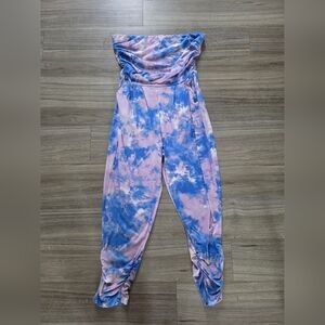 5/25$ Women's Strapless Tie-Dye Jumpsuit in Blue & Pink